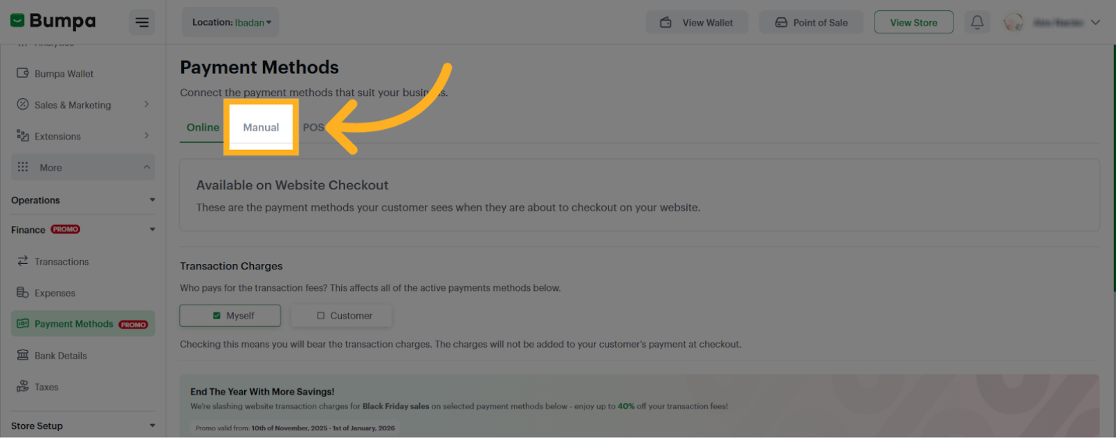 Choose Manual Payment Method